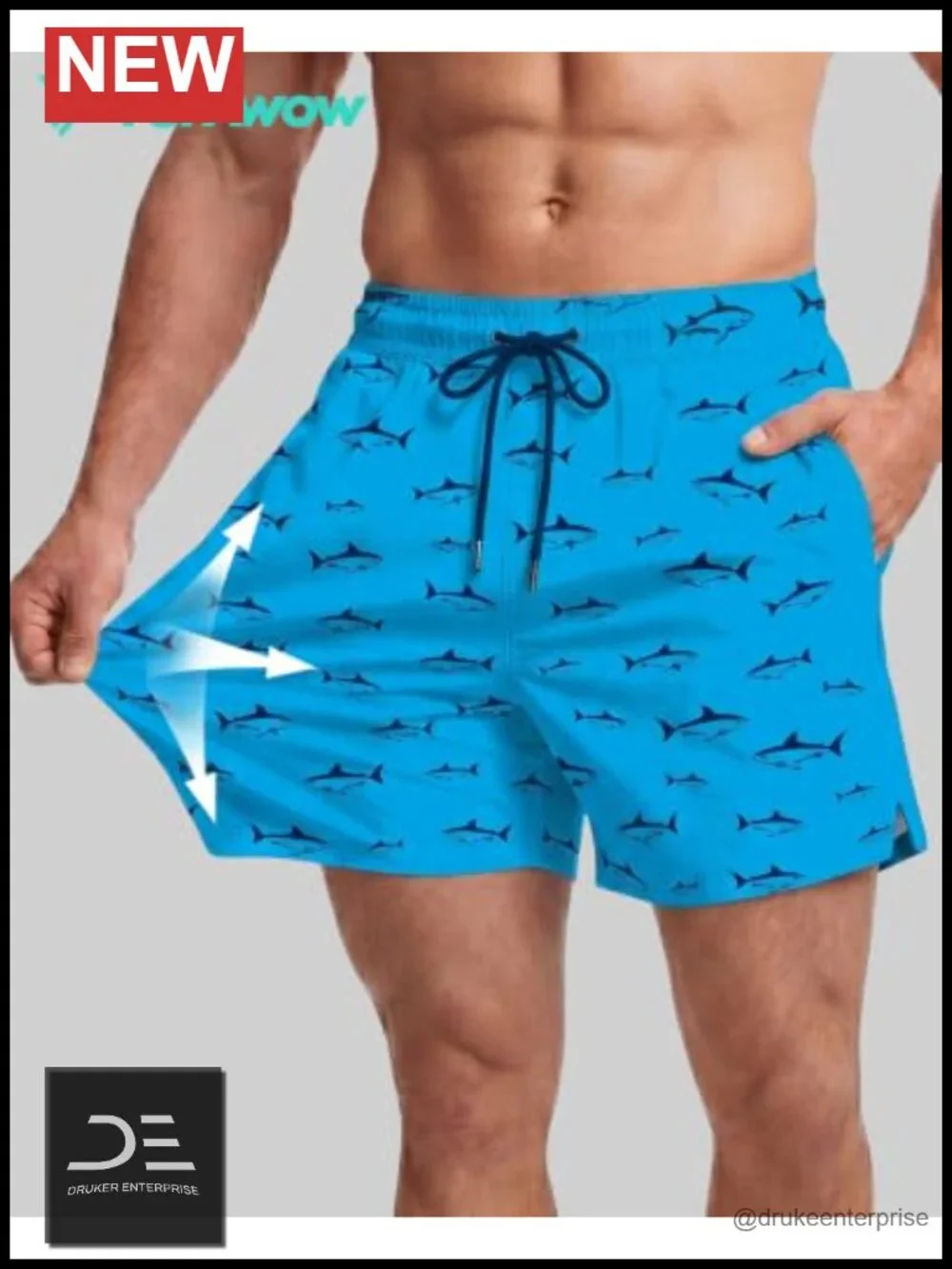 Men's Swim Trunks with Compression Liner Quick Dry Zipper Pockets 5in Inseam